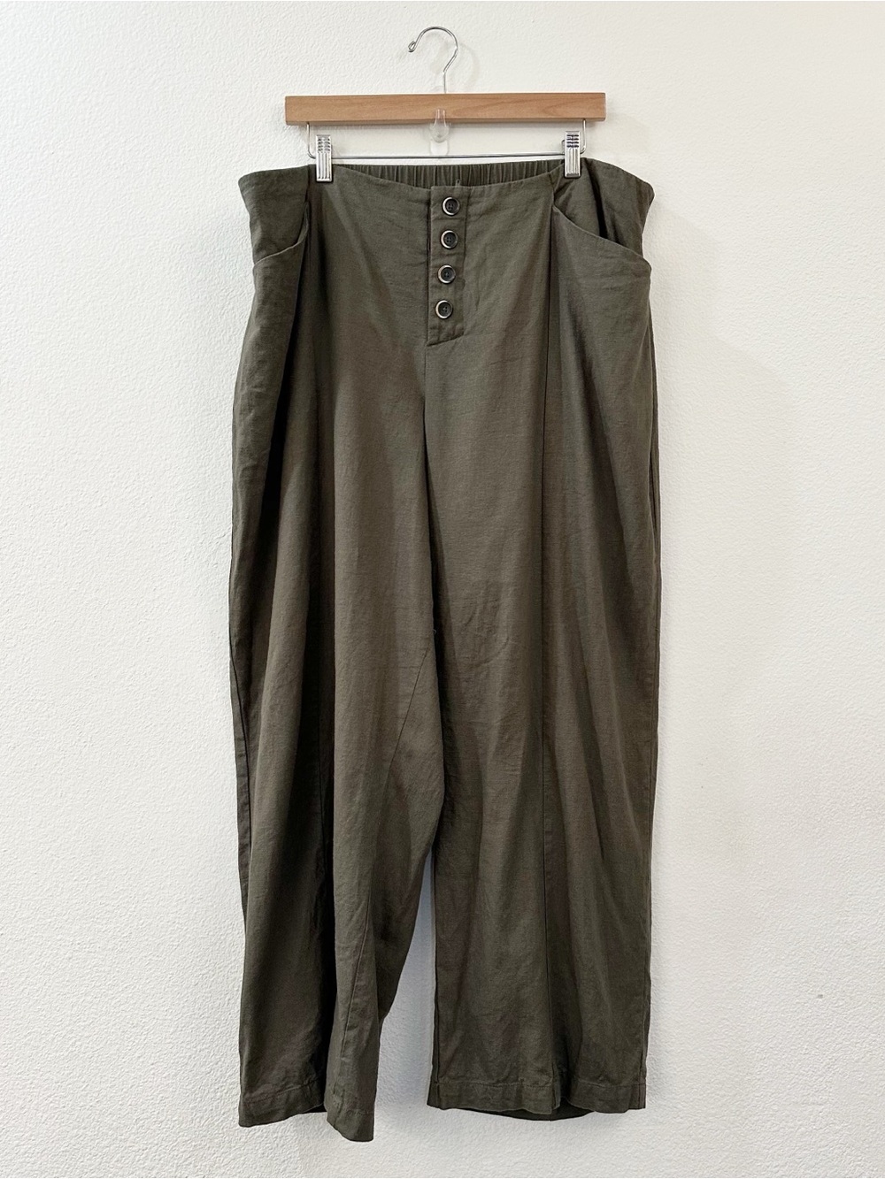 Universal Standard Coasteal Linen Blend Wide Leg Pants Olive Green Size 18-20